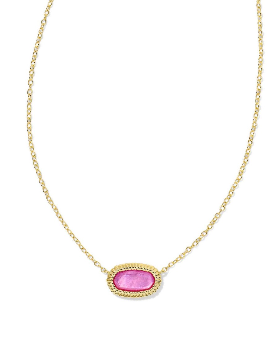 Kendra Scott Necklaces | Elisa Gold Ridge Frame Short Pendant Necklace In Azalea Illusion